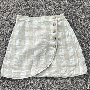 Madewell Tan and White Mini Wrap Skirt